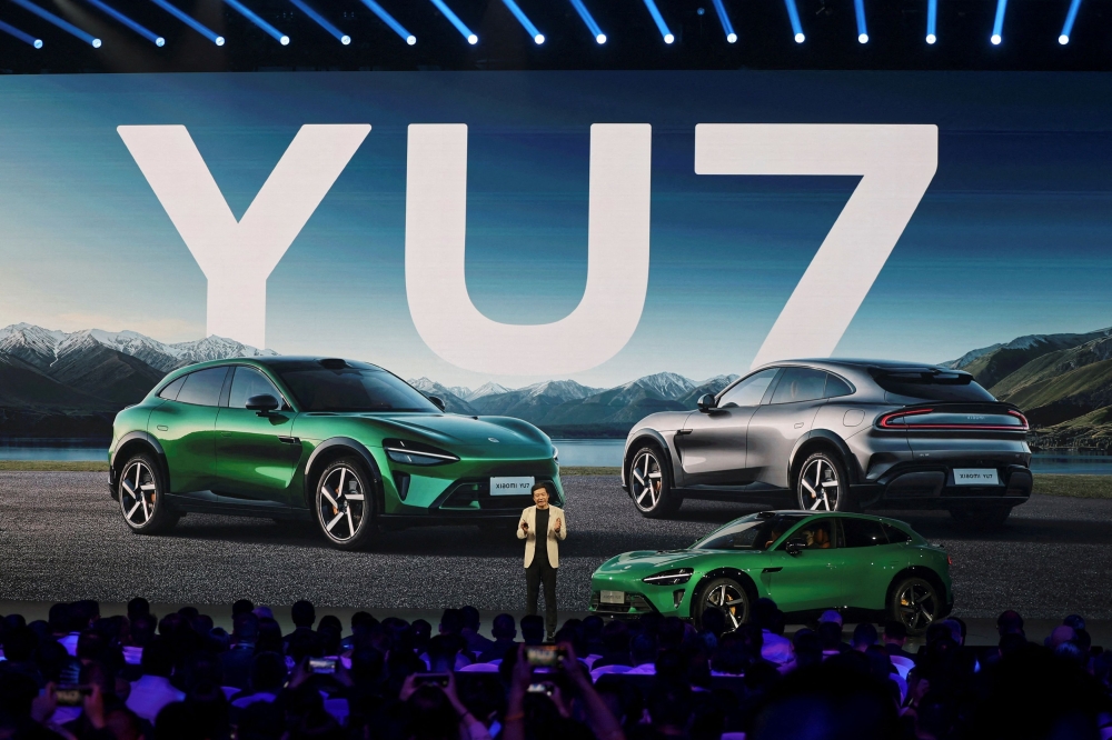 Xiaomi founder and CEO Lei Jun introduces the Chinese smartphone maker’s new electric SUV YU7 at a launch event in Beijing, China May 22, 2025. The Chinese electric vehicle maker received almost 300,000 pre-orders within an hour for its first sports utility vehicles in what the company said was a ‘miraculous’ moment for the industry. — Reuters pic 