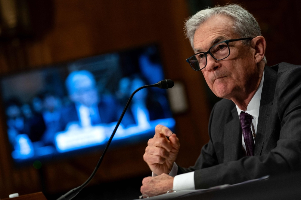 US Fed Chair Jerome Powell testifies before the Senate Committee on Banking, Housing, and Urban Affairs during a hearing to 