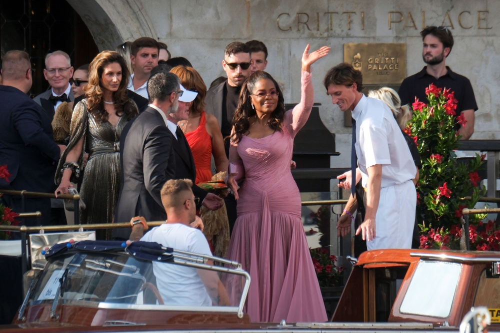 Oprah Winfrey leaves Gritti Palace, on the second day of the wedding festivities of Amazon founder Jeff Bezos and journalist Lauren Sanchez, in Venice June 27, 2025. — Reuters pic  