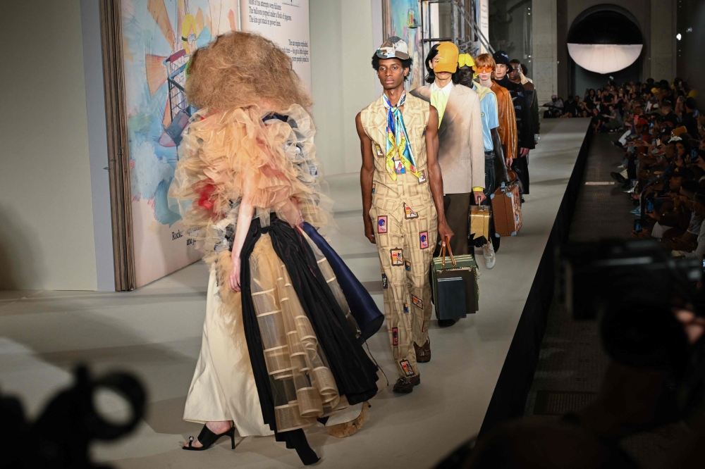 Models present a creation for KidSuper Menswear Spring-Summer 2026 collection show as part of the Paris Fashion Week in Paris, on June 28, 2025. — AFP pic