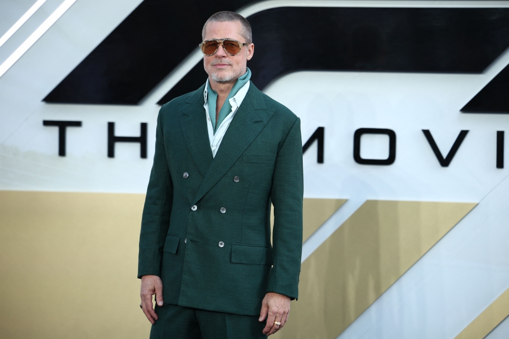 US actor and producer Brad Pitt poses on the red carpet upon arrival for the European Premier of F1 The Movie, at Cineworld Leicester Square, central London. — AFP pic