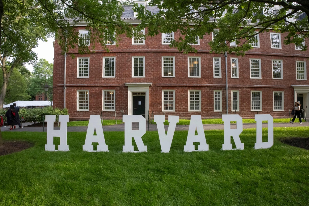 A Harvard sign is seen at the Harvard University campus in Cambridge, Massachusetts, on May 27, 2025. — AFP pic 
