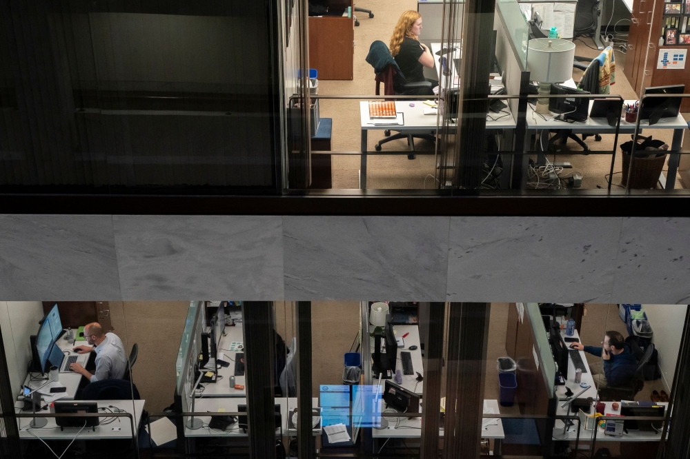 Senate staffers work inside the Hart Senate Office Building as Republican lawmakers struggle to pass US President Donald Trump’s sweeping spending and tax bill, on Capitol Hill in Washington, DC, June 30, 2025. — Reuters pic 