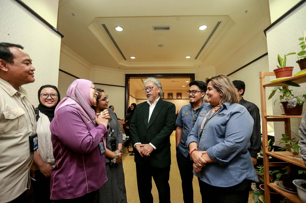 President of the Court of Appeal Tan Sri Abang Iskandar Abang Hashim bids farewell to his staff during his last day of service at the Palace of Justice in Putrajaya July 2, 2025. — Picture by Sayuti Zainudin