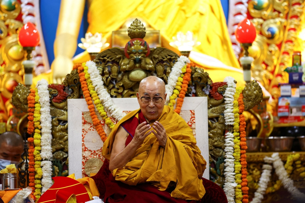 Tibetan spiritual leader the Dalai Lama attends a prayer meet held for his long life at the Dalai Lama temple in the northern hill town of Dharamshala, India, July 5, 2025. — Reuters pic