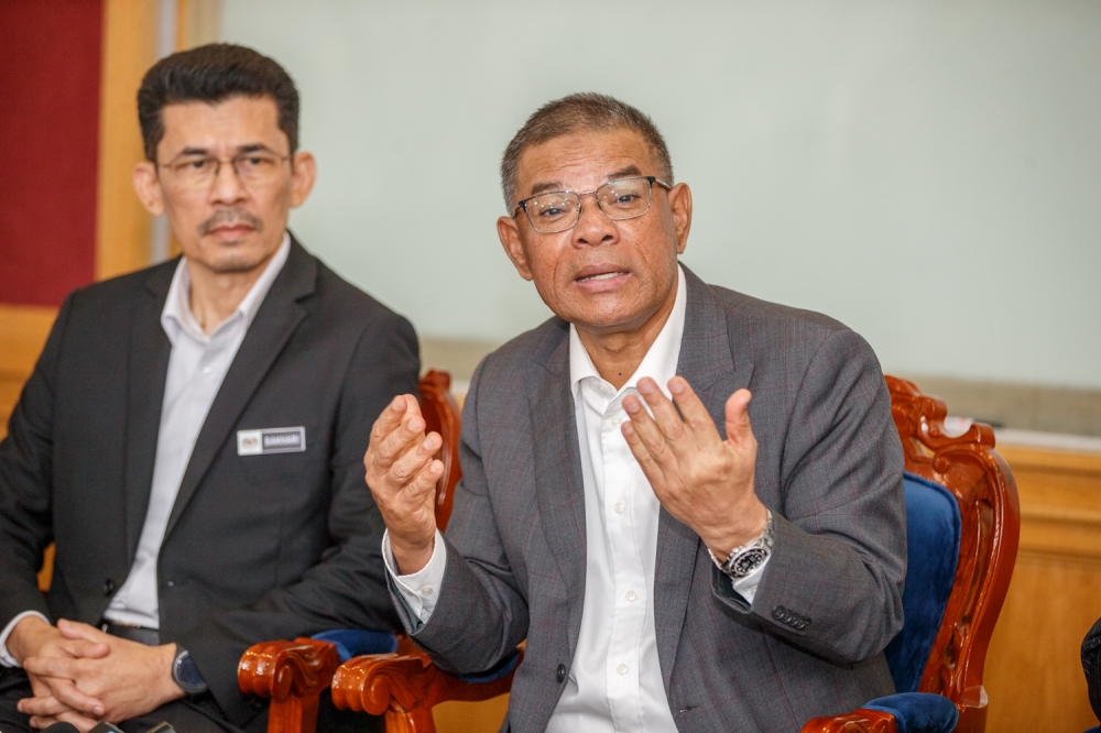 Home Minister Datuk Seri Saifuddin Nasution Ismail speaks during a press conference on July 8, 2025. — Picture by Raymond Manuel