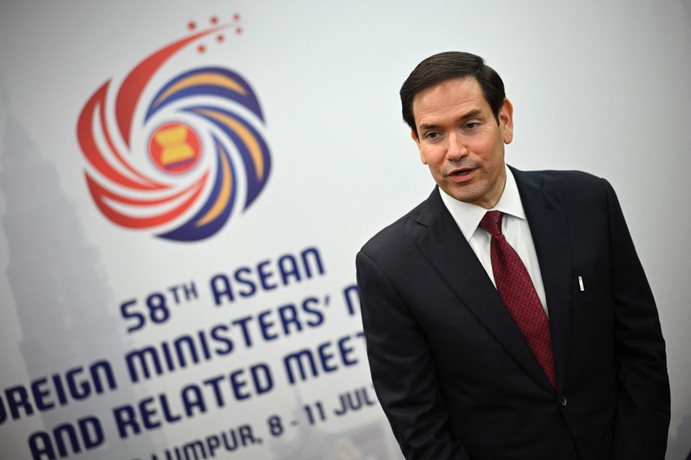 US Secretary of State Marco Rubio takes part in a media briefing during the 58th Association of Southeast Asian Nations (ASEAN) Foreign Ministers? meeting and related meetings at the Convention Centre in Kuala Lumpur July 10, 2025. — Mandel Ngan/Pool/AFP pic 