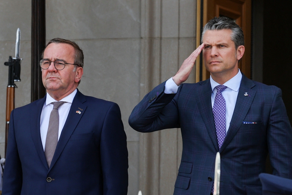 U.S. Defense Secretary Pete Hegseth meets with German Defence Minister Boris Pistorius, at the Pentagon in Washington, D.C., U.S., July 14, 2025. — Reuters pic