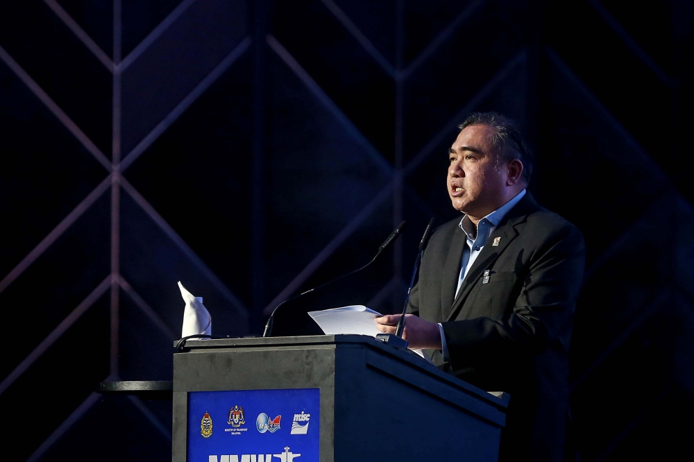 Anthony Loke delivers his speech during the launch of Malaysian Maritime Week 2025 at Sunway Resort Hotel here today. — Picture by Sayuti Zanudin 