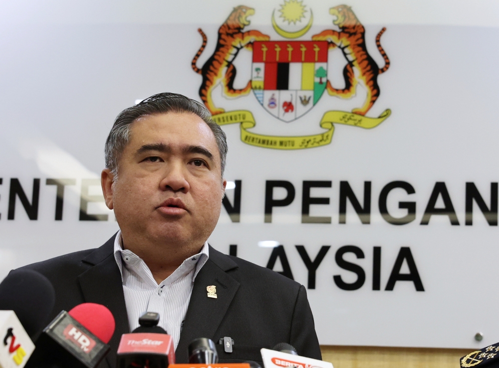 Transport Minister Anthony Loke speaks at a press conference at his ministry today on efforts to increase the capacity of Motor Vehicle Inspection Centres (PPKM) in Putrajaya today. — Bernama pic
