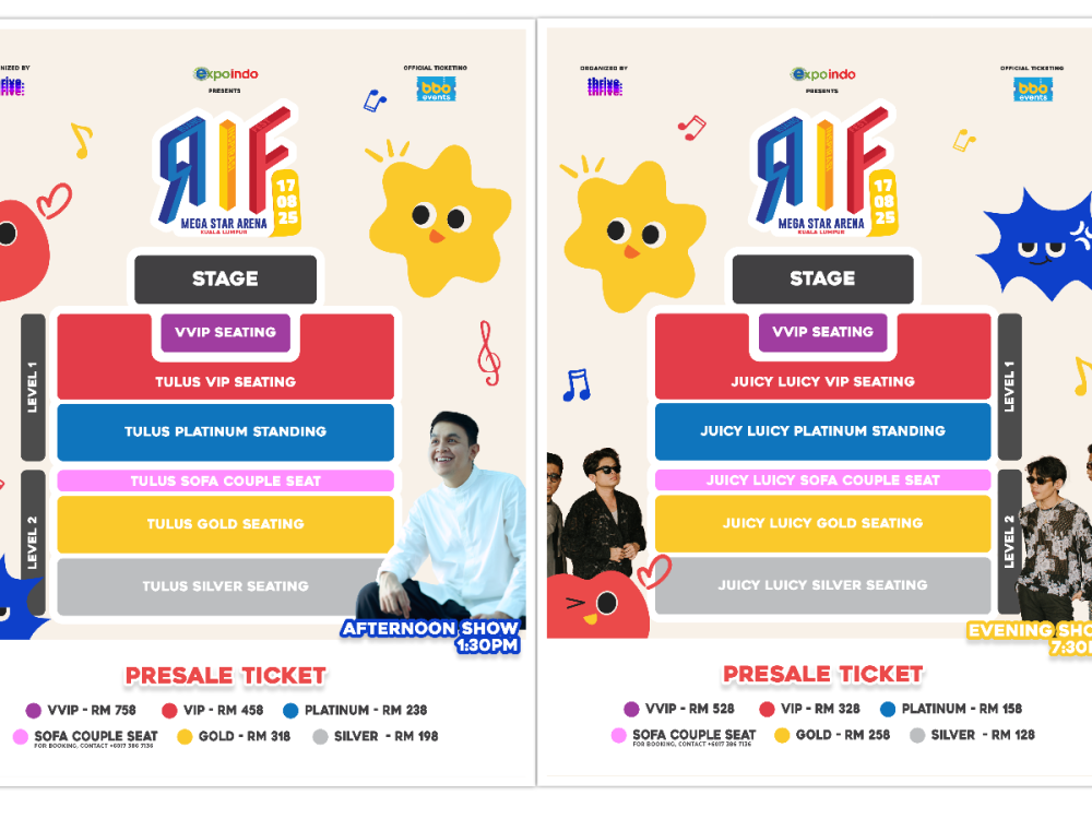 Showcase layout for RIF Kuala Lumpur 2025, featuring Juicy Luicy and Tulus. — Picture courtesy of RIF Kuala Lumpur 2025