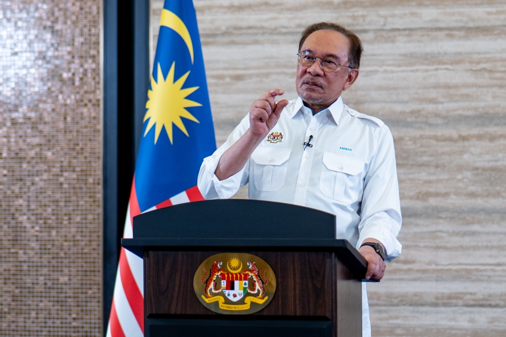 Prime Minister Datuk Seri Anwar Ibrahim makes a special announcement on the “appreciation” for the people of Malaysia. — Prime Minister’s Office pic