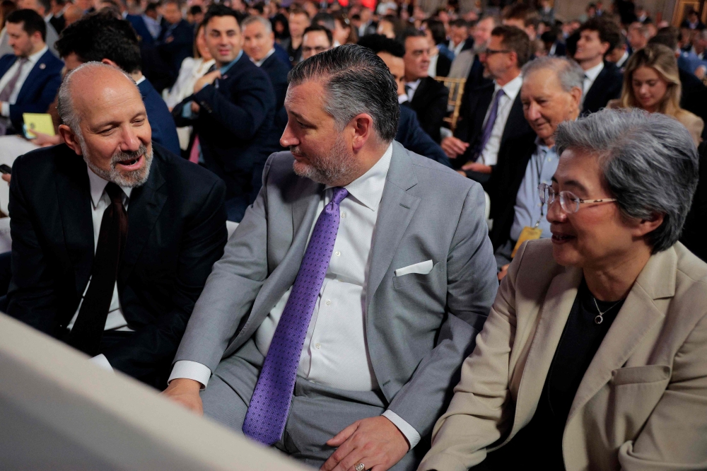 From Left: US Secretary of Commerce Howard Lutnick, Senator Ted Cruz and Advanced Micro Devices CEO Lisa Su attend the 