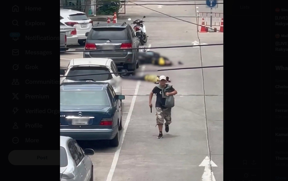 A gunman fatally shot four security guards and injured another in a mass shooting at a well-known fresh market in Bangkok on Monday, according to police. — Picture from social media 