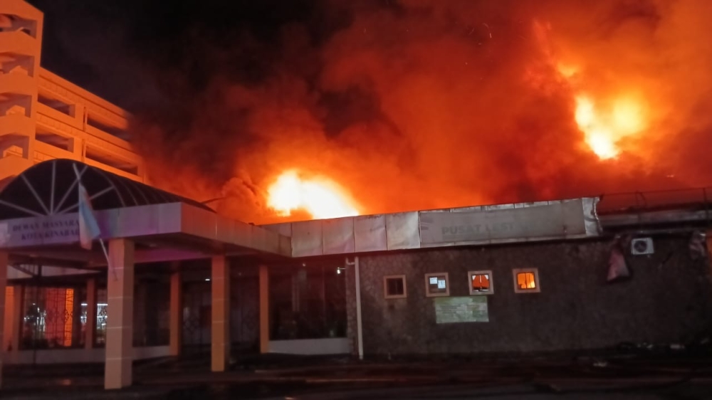 Kota Kinabalu’s community hall, a centre used for sporting events and community gatherings, was 80 per cent destroyed — Bomba pic