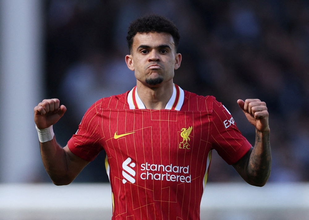 Liverpool’s Luis Diaz celebrates scoring their second goal against Fulham at Craven Cottage, London, April 6, 2025. — Reuters pic 