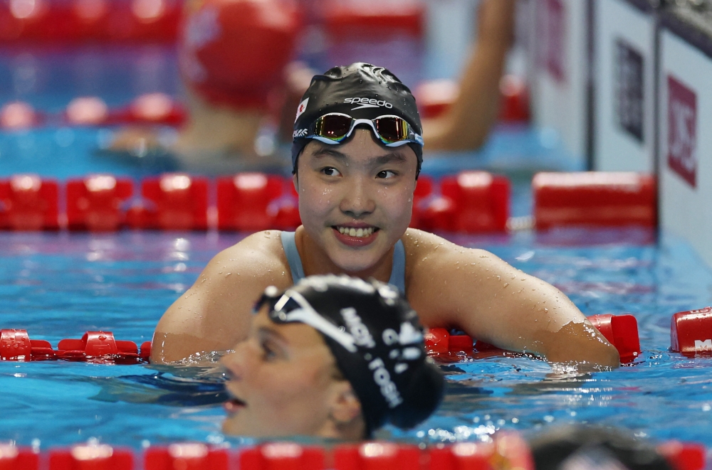 China’s Zidi Yu reacts after the women 200m butterfly semifinal at the World Aquatics Championships Arena, Singapore, July 30, 2025. — Reuters pic 