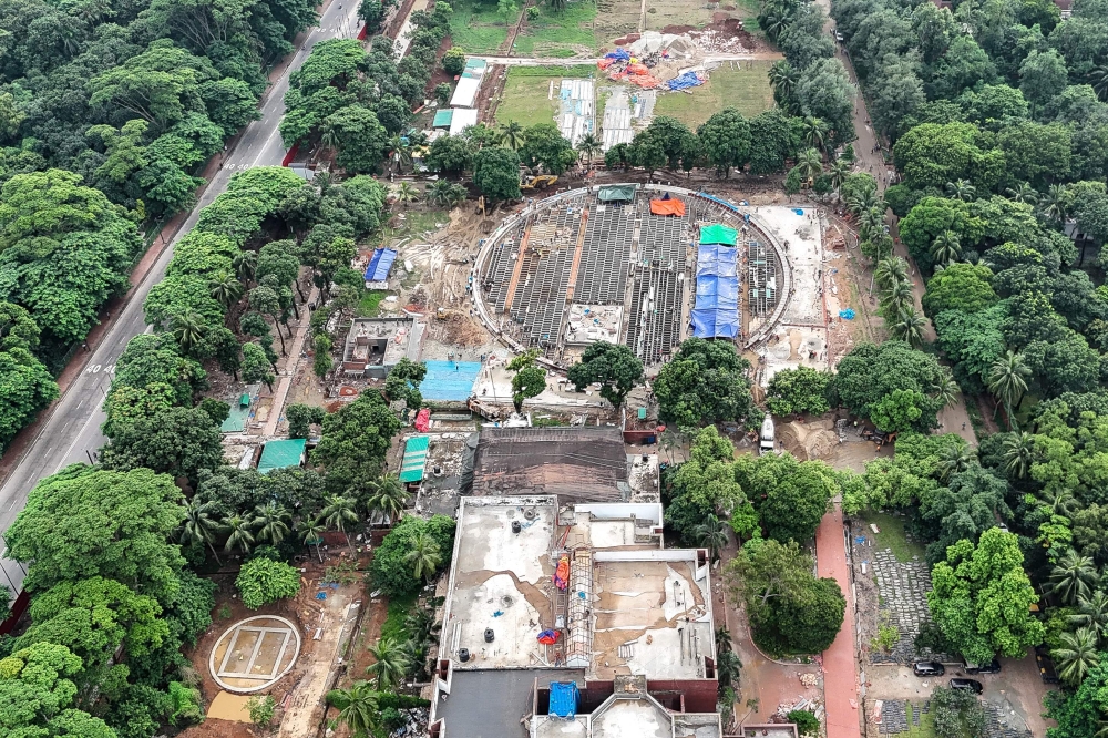 In this aerial photograph taken on July 28, 2025, a general view shows the former official residence of Bangladesh's ousted prime minister Sheikh Hasina in Dhaka. — AFP pic