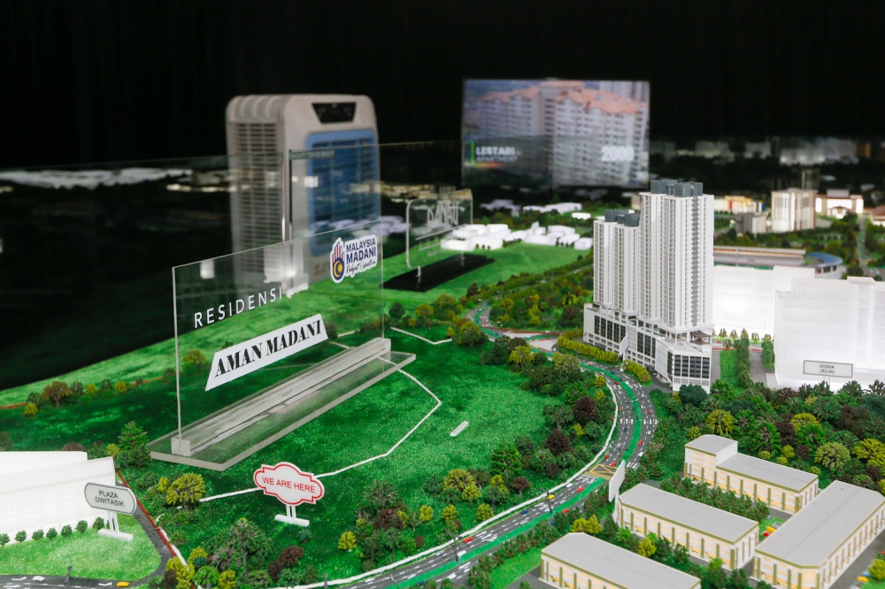 A scale model of the Residensi Aman Lumayan Madani development displayed during the groundbreaking ceremony at Bandar Sri Permaisuri, Kuala Lumpur August 6, 2025. — Picture by Raymond Manuel