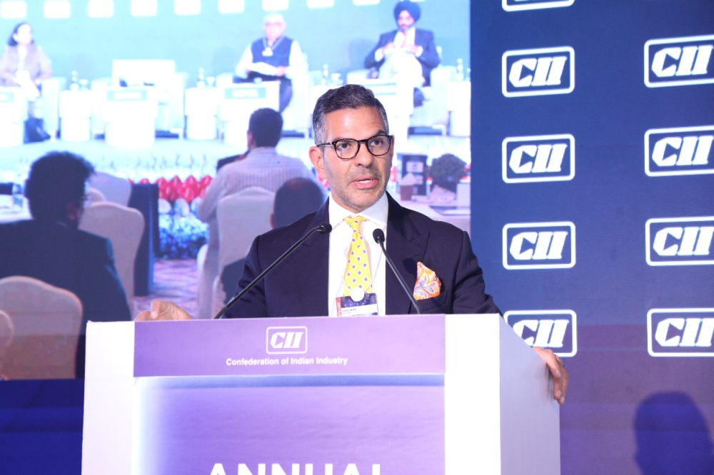 Sunjay Kapur attends a session on The Indian AI Ecosystem: Catalysing Growth with Responsible Governance at the CII Annual Business Summit 2025. — sunjaykapur/X