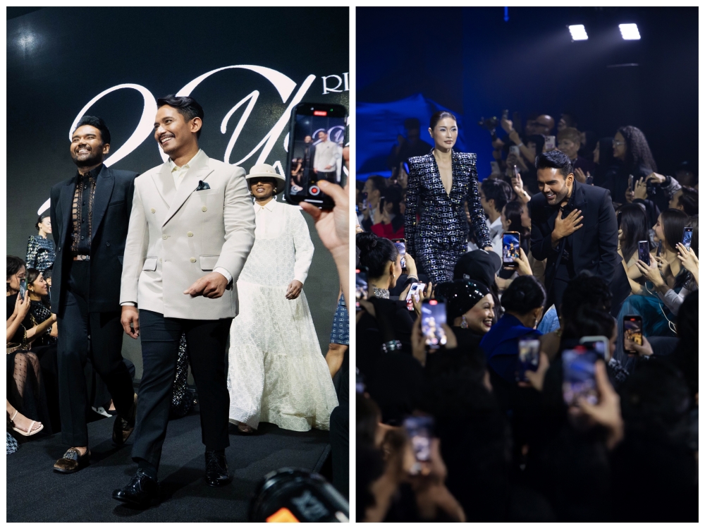 Rizman Ruzaini (left) and Rizman Nordin (right, in white) during the showcase of Rebirth: Vol.1 – Gratitude at KLFW 2025 last week.
