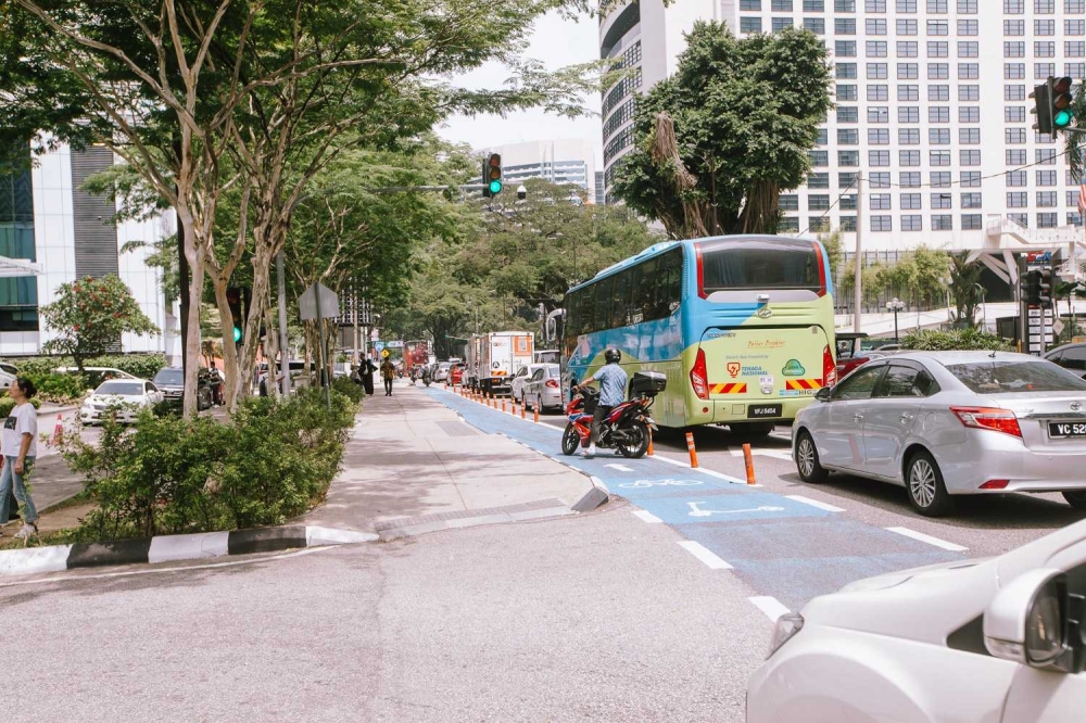 Transport consultant Rosli Azad Khan said the cycling lanes serve more as a symbolic effort than a functional facility for cyclists. — Picture by Raymond Manuel