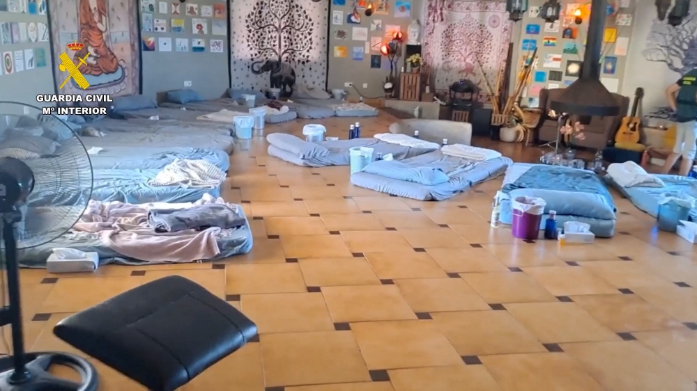This undated handout picture released by Spain’s Guardia Civil on August 11, 2025 shows the interior of a villa in Pedreguer, eastern Spain, with several mattresses laid out on the floor, where a group allegedly offered ‘spiritual retreats’ involving hallucinogenic drugs. Guardia Civil handout pic via AFP