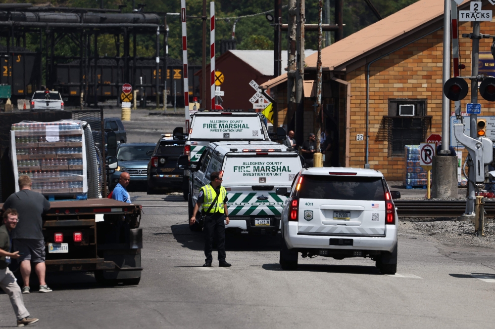 Allegheny County Fire Marshal vehicles are seen near the entrance to US Steel’s Clairton Coke Works following an explosion at the plant in Clairton, Pennsylvania, on August 11, 2025. — AFP pic