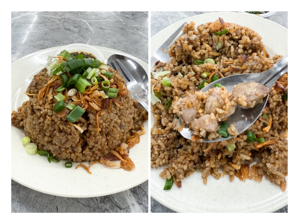 At the restaurant, Yam Rice (left) is served with chopped chillies and soy sauce where you get a generous amount. — Picture by Lee Khang Yi