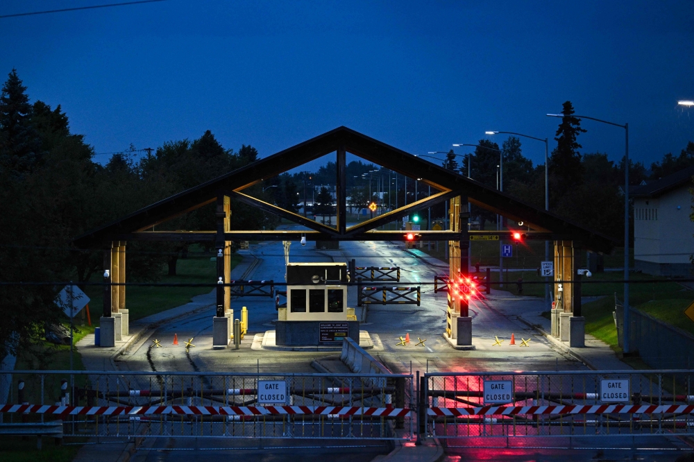 A view of an entrance to Joint Base Elmendorf-Richardson in Anchorage, Alaska on August 13, 2025. — AFP pic