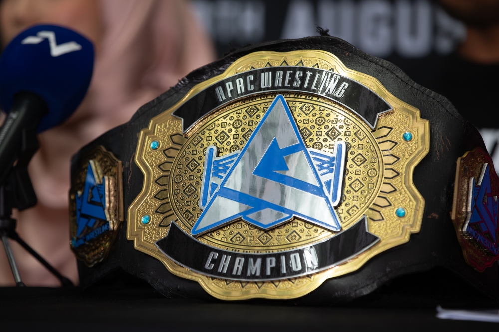 A close-up of the APAC Wrestling Championship belt. — Picture by Raymond Manuel