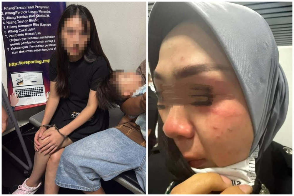 A Chinese national (left) was arrested after allegedly acting aggressively and injuring an Immigration counter officer (right) at KLIA's Terminal 1. — Picture from Facebook/Yuri Azhar Mazlan