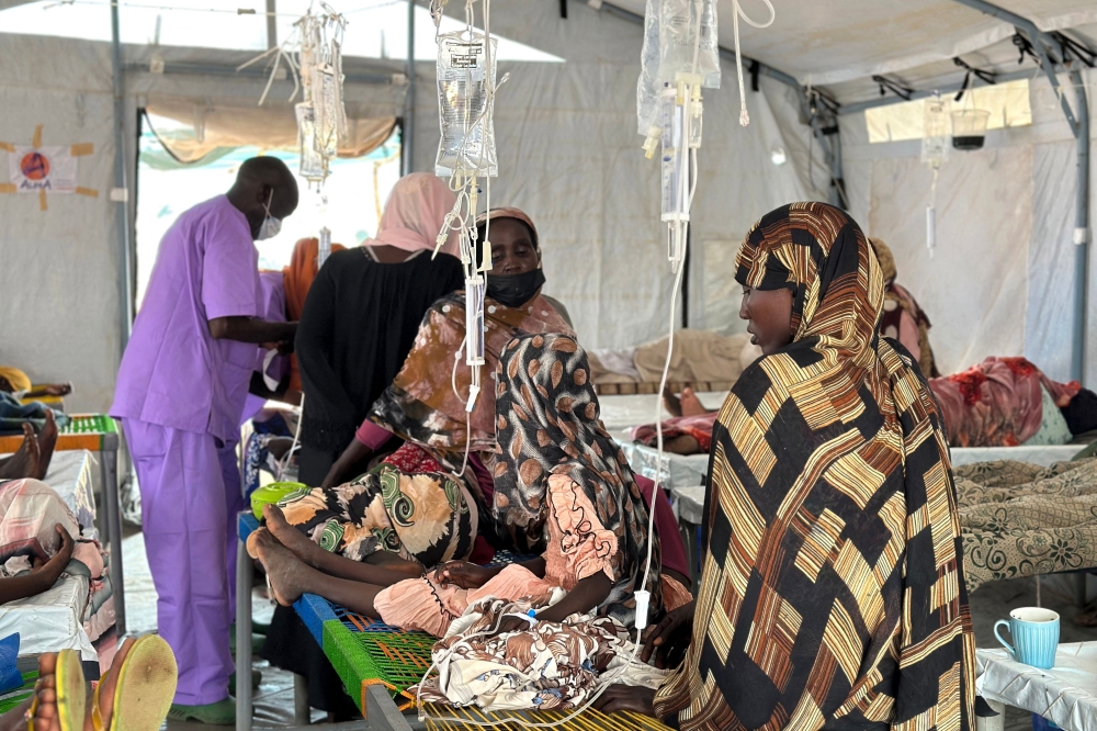 Cholera infected patients receive treatment in the cholera isolation centre at the refugee camps of western Sudan, in Tawila city in Darfur, on August 14, 2025. — AFP pic 