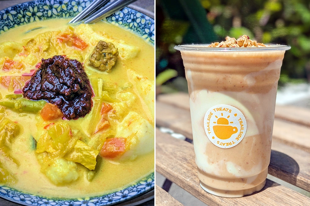 Lontong (left). Nutty Smoothie (right). — Pictures courtesy of Trailside Treats