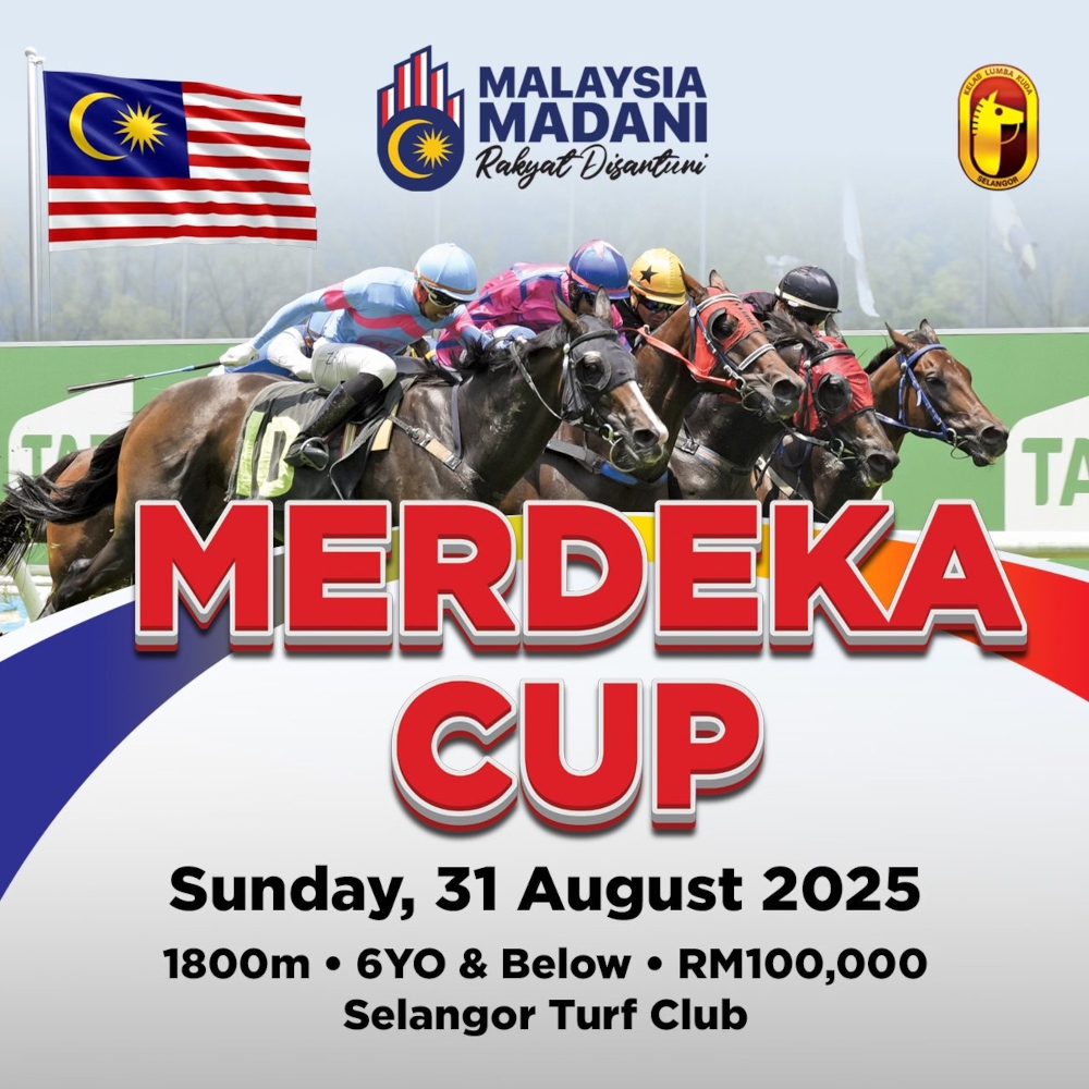 The Merdeka Cup is open to horses aged six years and below, will cover a distance of 1,800 meters and offer a prize purse of RM100,000. — Picture courtesy of Selangor Turf Club