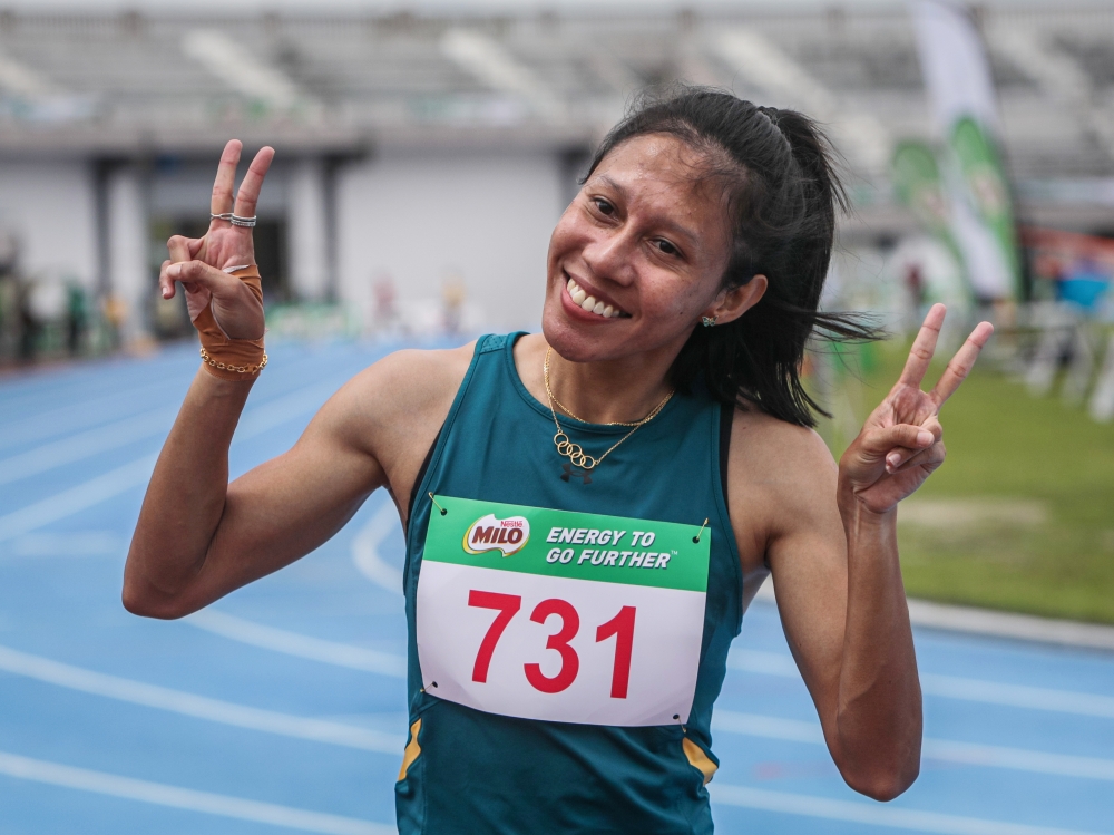 National sprinter Zaidatul Husniah Zulkifli, representing Kedah, took gold with a time of 11.70s during the women’s 100m race at the 2025 Malaysian Open Athletics Championships in Kangar August 29, 2025. — Bernama pic
