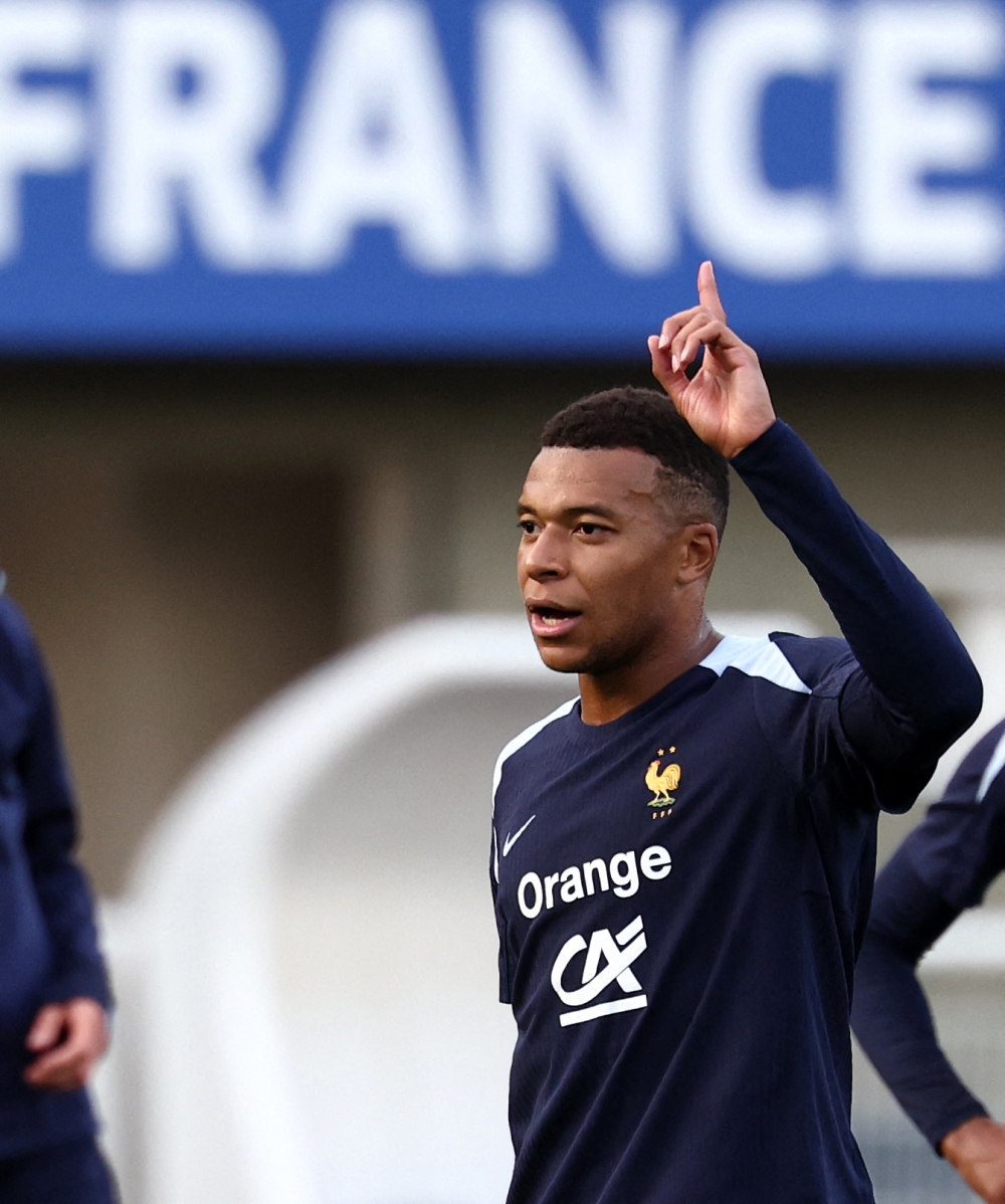 France forward Kylian Mbappe gestures during a training session in Clairefontaine-en-Yvelines, southwest of Paris, on September 2, 2025, ahead of their FIFA World Cup 2026 Group D European qualifiers against Ukraine on September 5 and Iceland on September 9. — AFP pic