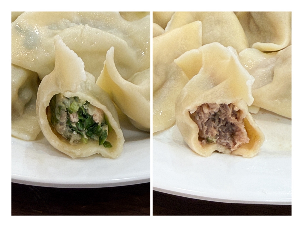 Dumplings with juicy fillings  like minced pork and Chinese chives (left) or the mutton with leeks (right). — Picture by Lee Khang Yi