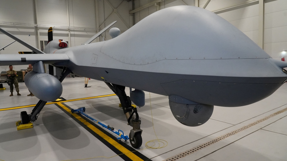 A US Air Force MQ-9 Reaper drone sits in a hanger at Amari Air Base, Estonia July 1, 2020. — Reuters pic  