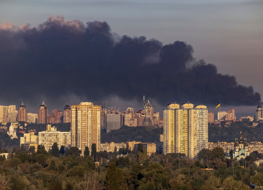 Smoke rises over the city after a Russian missile strike, amid Russia's attack on Ukraine, in Kyiv September 7, 2025. — Reuters pic 