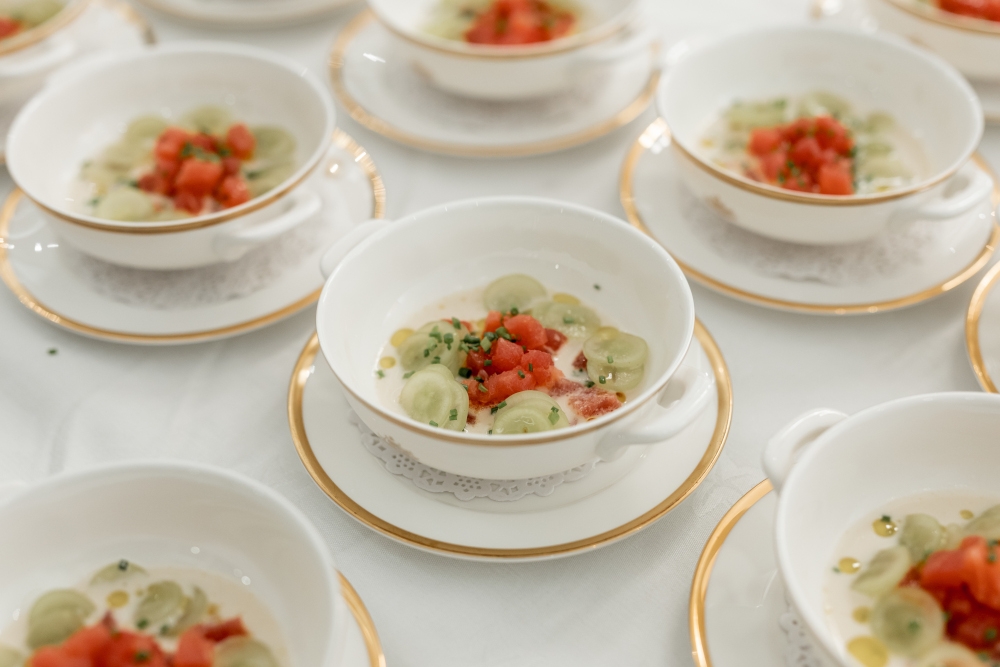 The first course for the dinner was Ajo Bianco with Tuna Crudo. — Picture courtesy of Australian Almonds