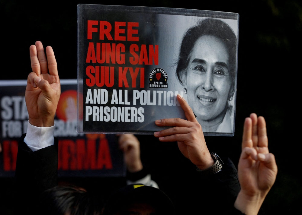 Kim Aris told Reuters that his 80-year-old mother, who has been in military custody since a 2021 coup that deposed her government, had requested to see a cardiologist about a month ago. — Reuters pic