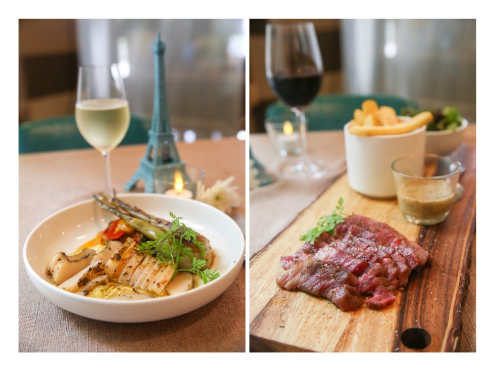 Grilled Giant Squid Steak (left) makes a light meal of the tender squid cooked perfectly with the caramelised roasted fennel and Grilled Beef (right) features melt in the mouth Miyazaki A5 Wagyu Beef Chuck Ribeye. — Pictures by Choo Choy May