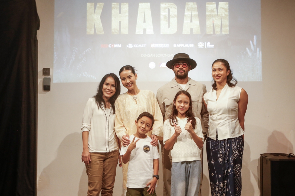 The cast of ‘Khadam’ includes Remy Ishak, Aghniny Haque, Jun Lojong, Siti Khadijah Halim, as well as newcomers Zarra Zhaf and Karl’ El. — Picture by Raymond Manuel