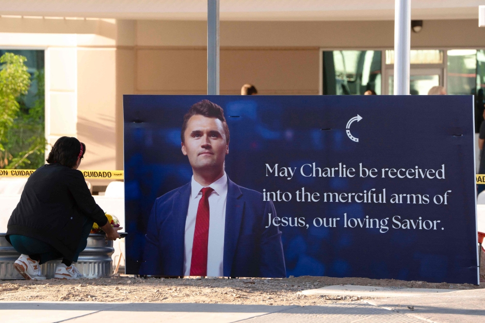 Arizonans mourn Turning Point USA Founder Charlie Kirk outside of the Turning Point USA headquarters on September 10, 2025 in Phoenix, Arizona. — AFP pic