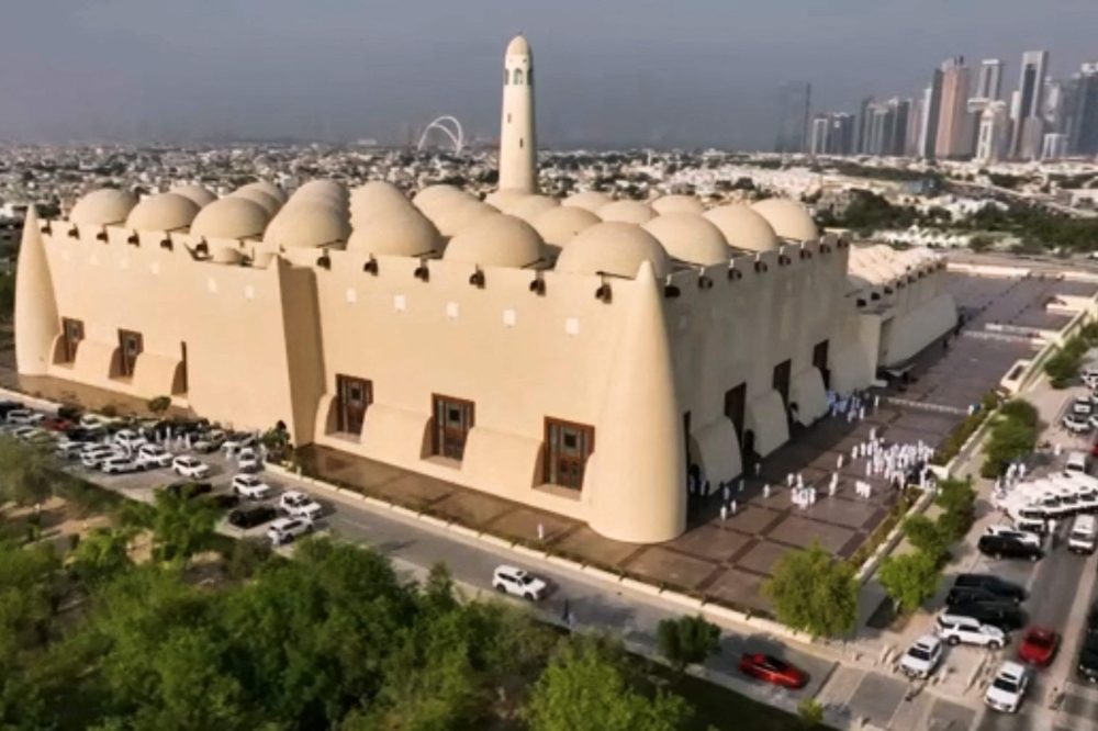 This grab from footage released by Qatar TV shows the Sheikh Mohammed bin Abdul Wahhab Mosque in Doha on September 11, 2025, during the funeral of people killed in an Israeli strike on figures of the Palestinain Hamas movement in the country's capital two days earlier. — Qatar TV via AFP pic