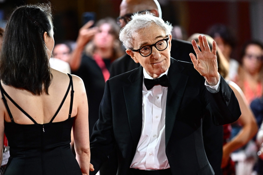 US director Woody Allen pose on the red carpet of the movie 
