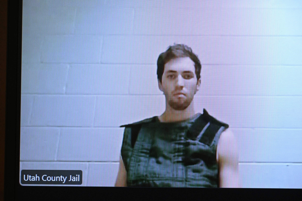 A screen shows Tyler Robinson, the suspect in the killing of political activist Charlie Kirk, as he attends a court appearance remotely from his jail cell before Judge Tony Graf of the 4th District Court in Provo, Utah, on September 16, 2025.  — Pool/AFP pic 