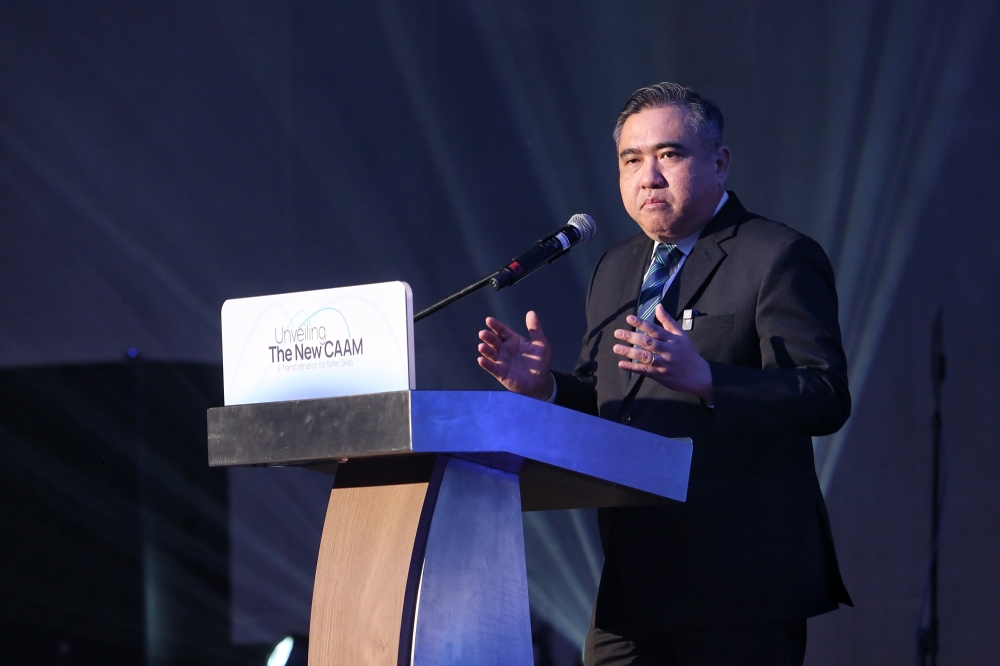 Transport Minister Anthony Loke speaks during the launch of The New CAAM ‘A Transformation for Safer Skies’ at Le Méridien Putrajaya today. — Picture by Choo Choy May
