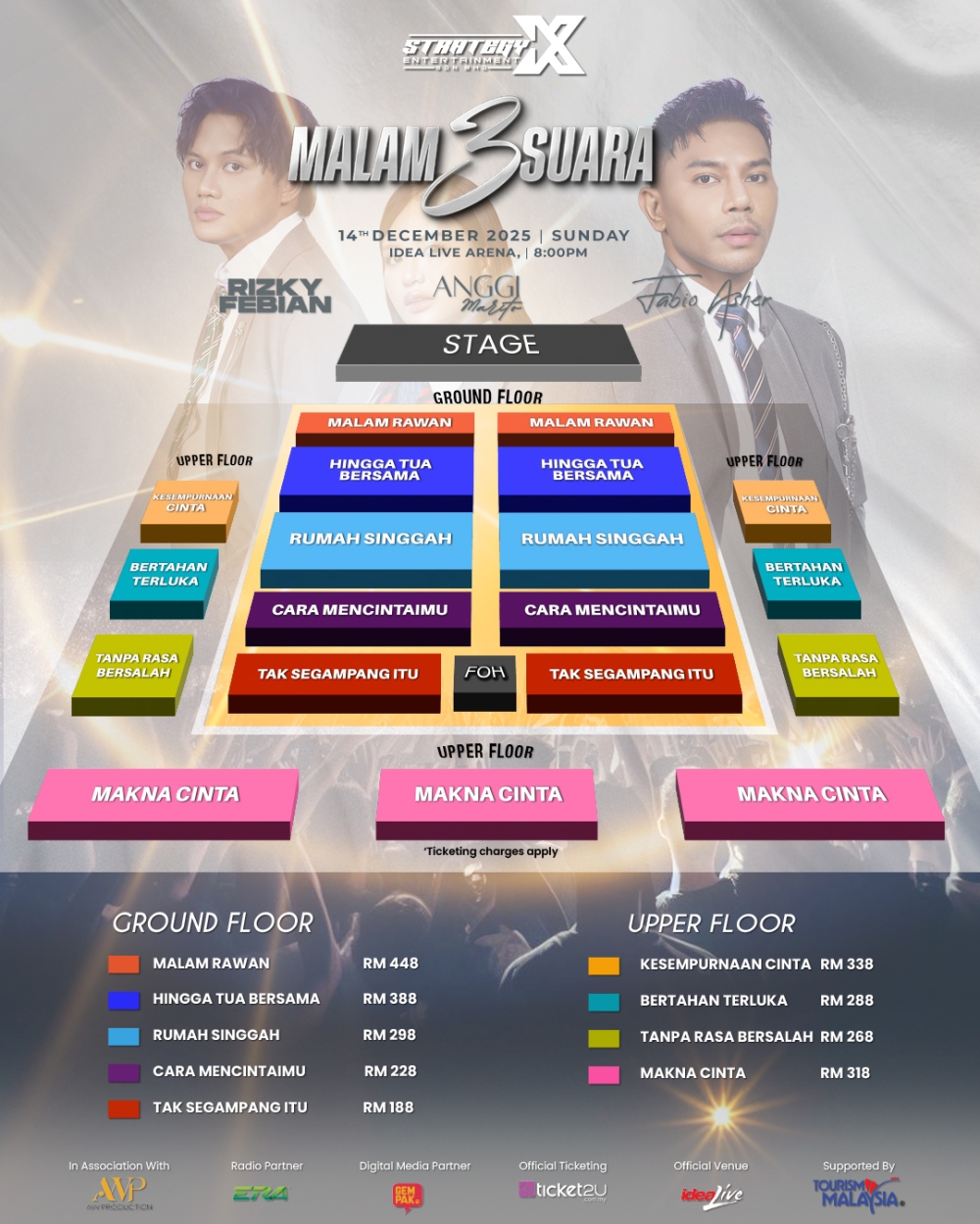 Organiser Strategy X Entertainment Sdn Bhd said the concert will showcase solo performances, duets and special collaborations exclusive to the night.